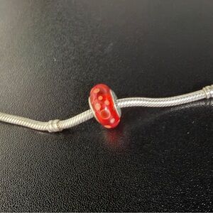 Retired Pandora Red Bubbles Murano Charm